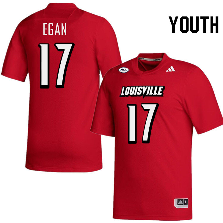 Youth #17 Travis Egan Louisville Cardinals College Football Jerseys Stitched-Red